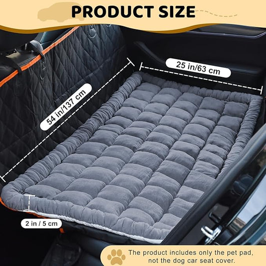 Dog Bed Mat for Car Backseat Extender, 24.8'' x 54'' Non-Slip Travel Pet Blanket for Back Seat, Washable, Soft & Scratch-Proof, Chenille Fabric, Universal Fit for Car, SUV, Truck, Blue-Grey, 2'' Thick