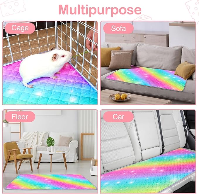 2 Pack Guinea Pig Bedding, Washable Guinea Pig Cage Liner Reusable Guinea Pig Mat Waterproof Guinea Pig Bedding for Cage, Super Absorbant Guinea Pig Pee Pads for Small Animals Hamster Rabbit Squirrel