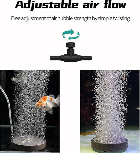 UPETTOOLS Air Stone for Aquarium Fish Tank, 4 Inch Aquarium Bubbler Kit Quiet High Dissolved Oxygen Diffuser, Nano Oxygen Aerator Stone with Air Tube Control Valve for Tanks and Hydroponics