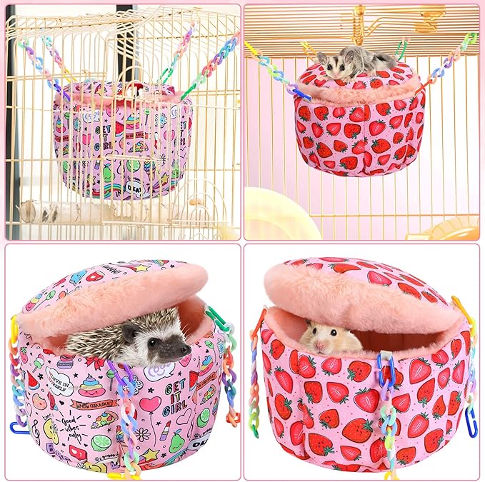 Maitys 2 Pcs Hanging Rat Hammock Guinea Pig Bedding Soft Warm Ferret Cage Accessories Small Animal Play Sleep Bed for Sugar Glider Hamster Chinchilla Mice Squirrel