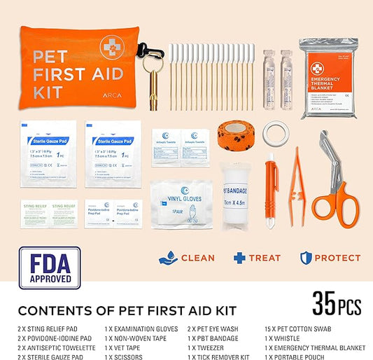 Dog First Aid Kit - Pet Emergency Kit - Water Resistant High Visibility Reflective First Aid Pouch Dog Camping Essentials for Hiking, Backpacking, Sports, Hunting