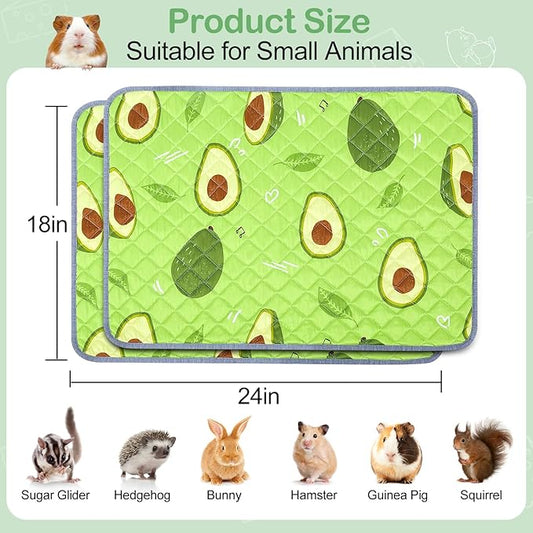 2 Pack Guinea Pig Bedding, Washable Guinea Pig Cage Liner Reusable Guinea Pig Mat Waterproof Guinea Pig Bedding for Cage, Super Absorbant Guinea Pig Pee Pads for Small Animals Hamster Rabbit Squirrel