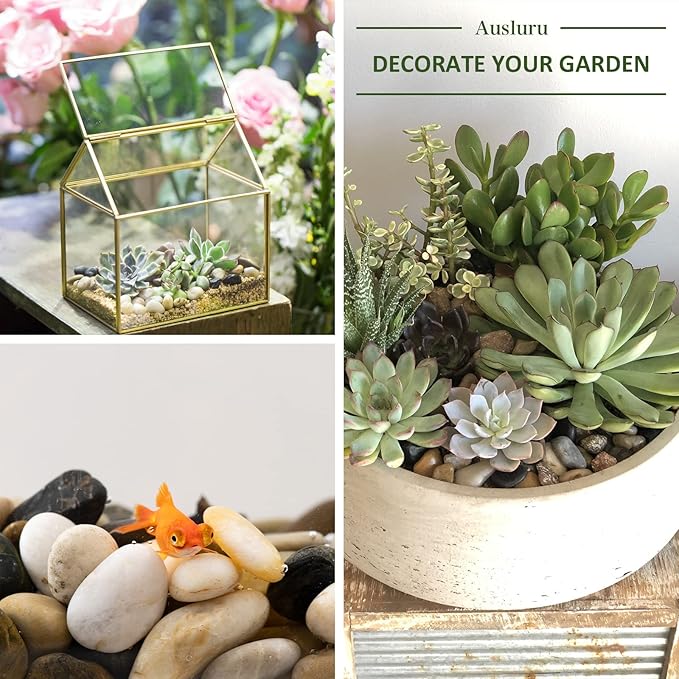 11lbs Mix Natural River Rocks, High-Polished Pebbles for Plants Garden, 1-2 inch Decorative Mix Stones, Ideal for Fish Tank, Vases, Crafting, Home Decor and Garden Landscaping Rocks,Mix