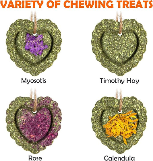 Sofier 16pcs Timothy Hay Treats Rabbit Toys Natural Treats for Guinea Pig Bunny Hamster Chinchilla Rat Handmade Rabbit Chews for Teeth