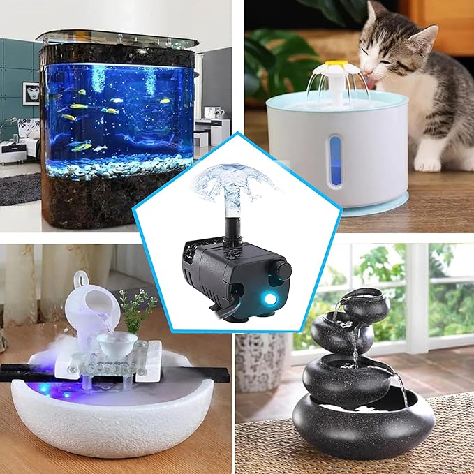 2Pcs USB Mini Fountain Pump,DC 5V 0.7W Mini Submersible Pump with Filter,Suitable for Small and Medium-Sized Aquariums,Desktop Fountain Pumps,Ponds,Hydroponic Pumps (black + white)