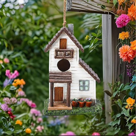 Yinns Resin Bird House for Outside, Birdhouses for Outdoors for Nesting, Decorative Home Bird Houses for Yard Garden Decor, Water Proof