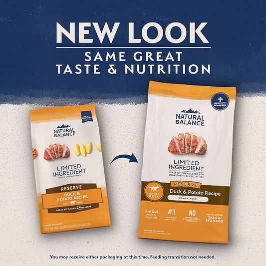 Natural Balance Limited Ingredient Adult Grain-Free Dry Dog Food, Reserve Duck & Potato Recipe, 22 Pound (Pack of 1)