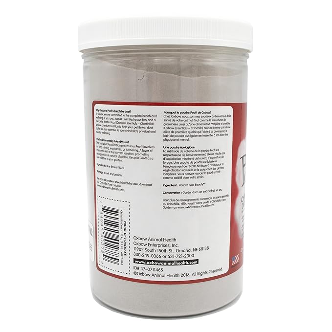Oxbow POOF! Chinchilla Dust Bath,100% Natural Blue Beauty Dust for Chinchillas, Degus, Gerbils, and Hamsters, Small Animal Grooming, Natural Dusting Powder, 2.5 lbs Jar