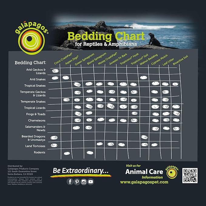 Galápagos (05074) Walnut Bedding Natural Crushed Walnut Shell Substrate - Ideal for Bearded Dragons, Reptiles, Birds, & Terrariums - Absorbent & Easy-to-Clean Reptile Bedding, 8 QT, Natural