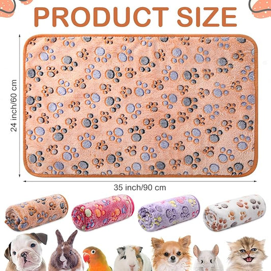 Tudomro 8 Pcs Guinea Pig Bedding Cage Liners Bulk Blankets Small Animal Flannel Throw Bedding Waterproof Absorbent Reusable Pet Pee Sleep Mat Pad Cover for Hamster Ferret(Paw,35 x 24 Inch)
