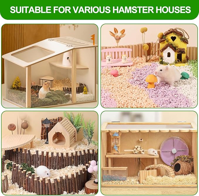 Hamster Cage Sprays Flower Foraging Holder - Natural Wood Feeding Stand, Small Pet Habitat Accessories for Hamsters Mouse Guinea Pig Dwarf Gerbils Syrian Mice (L Shape)