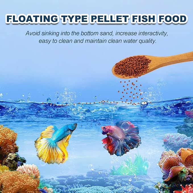 Betta Fish Food - Floating Patties Natural High Protein with 50% AntarcticKril,White Fish & Spirulina,Rich in Calcium for Betta's Vibrant Colors Fast Growth,Clean Water (4oz)