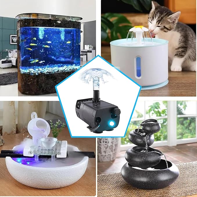 USB Mini Fountain Pump,1M tube,DC 5V 0.7W Mini Submersible Pump with Filter,Suitable for Small and Medium-Sized Aquariums,Tabletop Fountains,Pet Fountains,Hydroponic Pumps (Black)