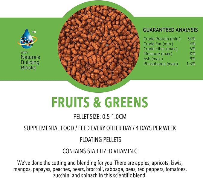 MICROBE-LIFT Fruits and Greens Floating Fish Food Sticks for Ponds, Water Gardens, and Fountains, Safe for Live Goldfish and Koi, 2 Pounds