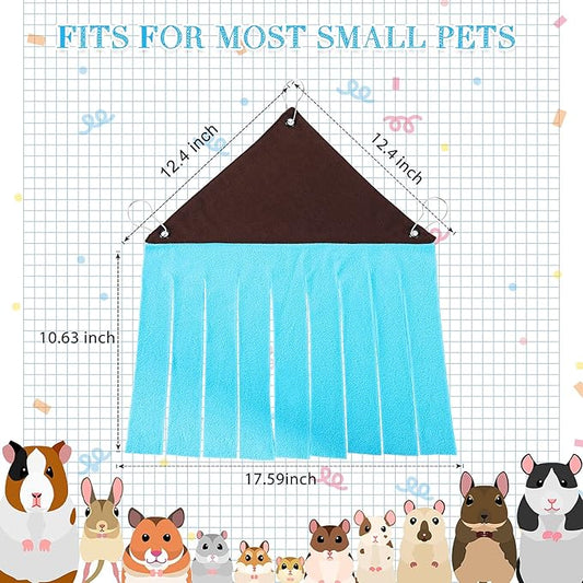 Shappy 2 Pcs Guinea Pig Hideout Hideaway Corner Fleece Toys Cage Accessories Cute Ferret Hammock for Ferrets Chinchillas Hedgehogs Small Pets(Brown with Blue, Black with Orange-Brown, Leopard)