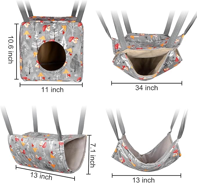 Glittme Ferret Hammock 4 Pack Ferrets Cage Accessories Washable Rat Hammock on Ferrets Cage Soft Guinea Pig hammocks for Rat, Sugar Glider, Squirrel, Guinea Pig