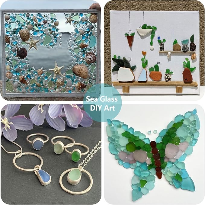 Sea Glass Stones - 2.9LB/46.4oz Green Mixed Frosted Glass Pebbles Gemstones - Perfect for Aquarium Rocks, Fish Tank Gravel, Vase Fillers, Seaglass DIY Crafts, and Home Decor