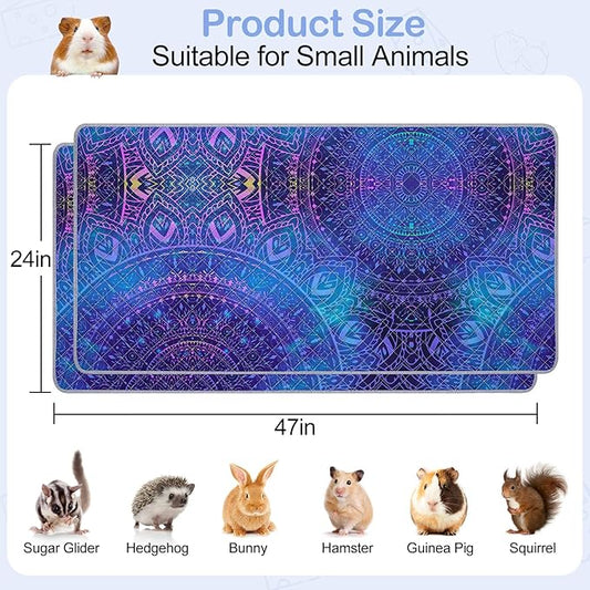 2 Pack Guinea Pig Bedding, Washable Guinea Pig Cage Liner Reusable Guinea Pig Mat Waterproof Guinea Pig Bedding for Cage, Super Absorbant Guinea Pig Pee Pads for Small Animals Hamster Rabbit Squirrel