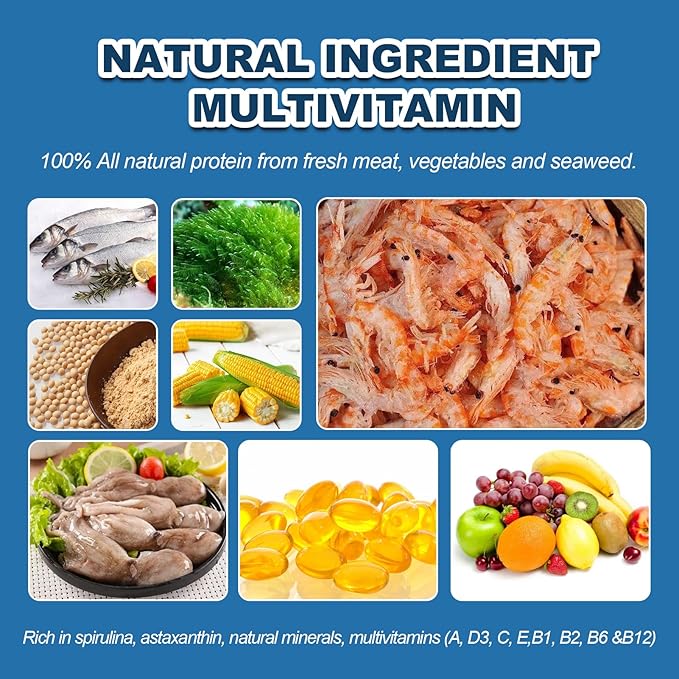Betta Fish Food - Floating Patties Natural High Protein with 50% AntarcticKril,White Fish & Spirulina,Rich in Calcium for Betta's Vibrant Colors Fast Growth,Clean Water (4oz)