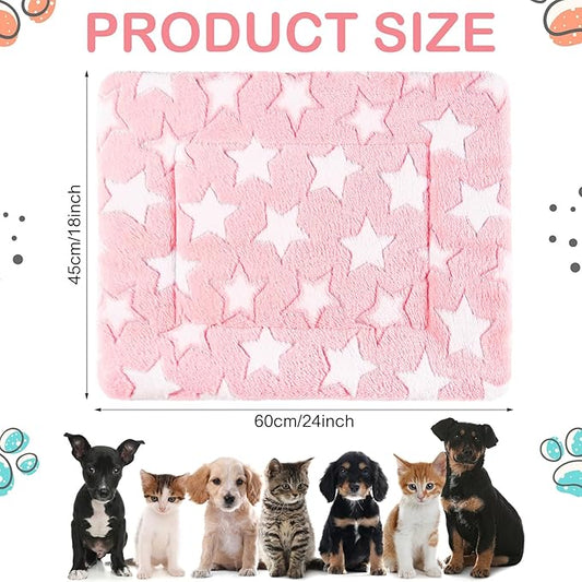 Haull 4 Pcs Waterproof Guinea Pig Bedding Winter Guinea Pig Bed Plush Cage Liners Soft Dog Cat Mat Reversible Winter Cozy Animal Pee Pad Hamster Bed Mat for Bunny (Cute Star,18 x 24 Inch)