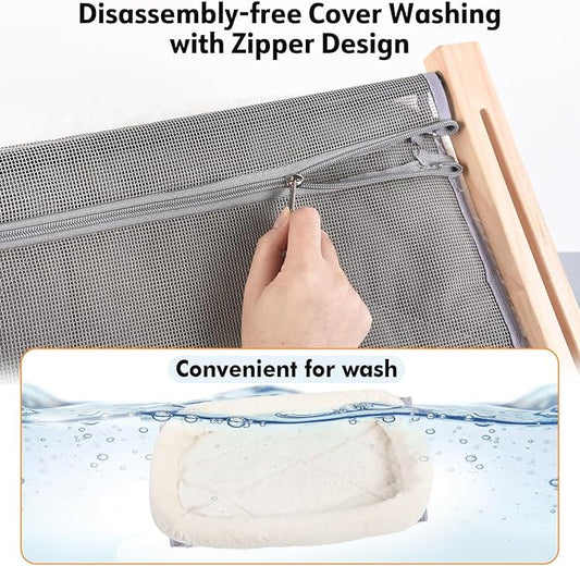 AMOSIJOY Cat Sill Window Perch Sturdy Hammock Window Seat with Cushion Bed Cover, Wood & Metal Frame for Large Cats, Easy to Adjust Cat Bed for Windowsill, Bedside, Drawer and Cabinet (M)