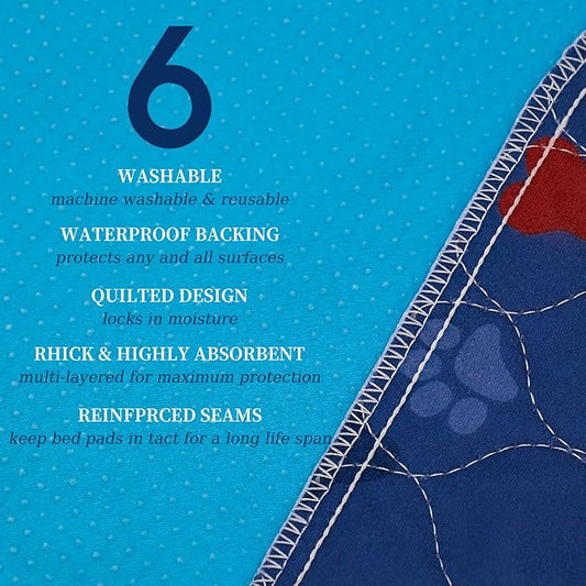 Washable Pee Pads for Dogs + Pet Grooming Gloves - Waterproof & Non-Slip Fast Absorbing Puppy Potty Training Pads,Reusable Whelping Pads, Pee Pad for Guinea Pig Cage,Dog Playpen Mat