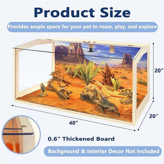 PROLEE Bearded Dragon Tank,Lizard Tank with Clear Tempered Glass Roof,Anti-Scratch Reptile Enclosure, Snake Tank and Reptile Tank,Built-in Light Fixtures with Switch (61 Gallons)