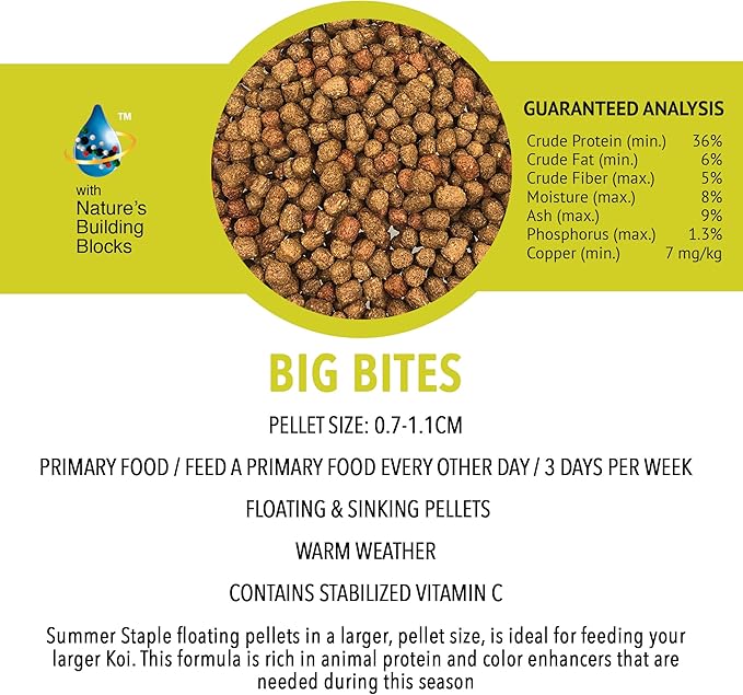 MICROBE-LIFT MLLBBXL Big Bites Fish Food Pellets for Ponds, Water Gardens, and Fountains, for Large Live Goldfish and Koi, 16.75 Pounds
