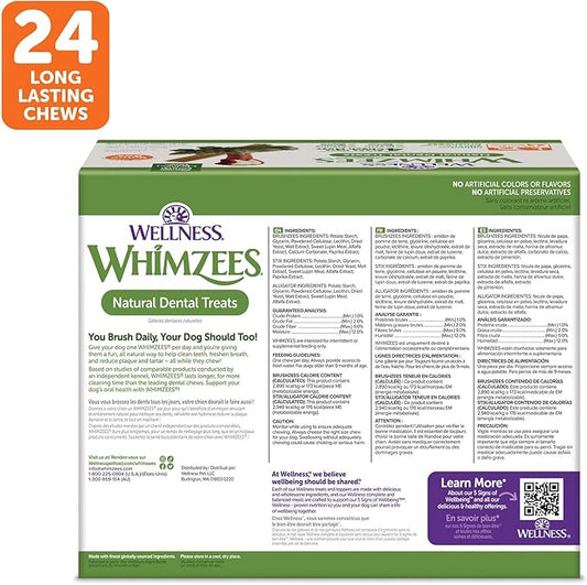 Wellness WHIMZEES Value Box Dog Dental Treats, Natural Chews, Large Size, (24 Count)