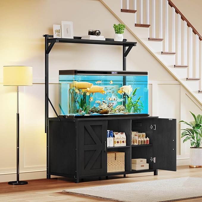 YITAHOME 120 Gallon Fish Tank Stand with Power Outlets, Heavy Duty Metal Large Aquarium Stand with Cabinet, Reptile Tank Turtle Terrariums Table for Fish Tank Accessories Storage,1100LBS Capacity