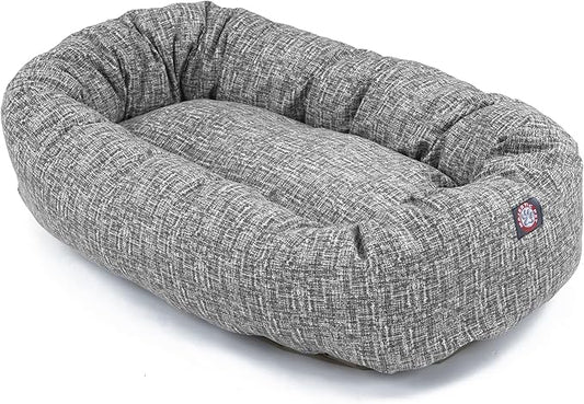 Majestic Pet 40 Inch Round Bagel Calming Dog Bed - Washable, Cozy Soft with Spine Support, Fluffy Donut Dog Bed 40x29x9 (Inch) - Lt. Black