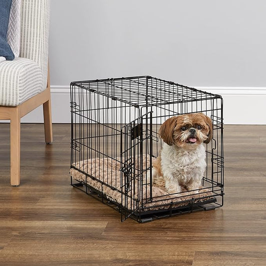 MidWest Homes for Pets 22-Inch iCrate Folding Dog Crate with Divider Panel, Leak-Proof Tray & Secure Latches – Metal Wire Kennel for XS Breeds – Portable, Durable & Easy to Assemble