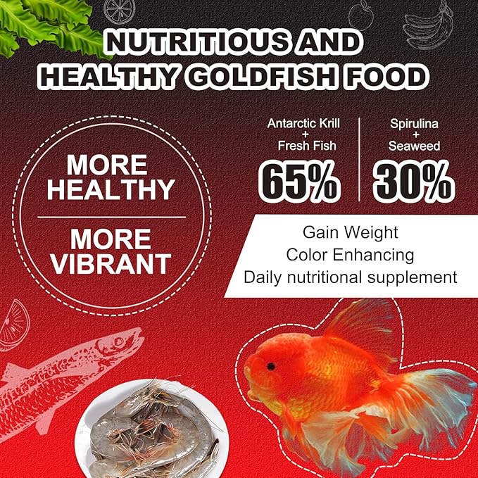 Floating Goldfish Food Pellets – Pond Fish Food Natural Color Enhancing, Promotes Growth with Natural Antarctic Krill & Spirulina, Clear Water Formula(12oz)