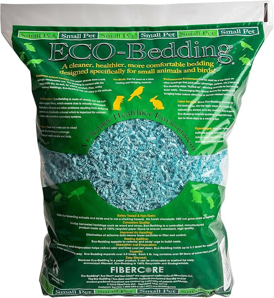 ECO BEDDING 99% Dust Free Paper Bedding for Small Pets and Birds, Blue, 3 lb (Expands to 60 L)