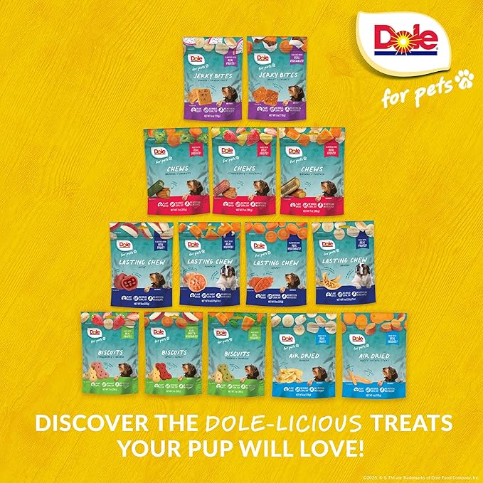 Dole for Pets Fruit Jerky Bites Dog Treats, Carrot and Coconut, 6oz |Flavored with Real Fruit and Vegetables, No Wheat, Corn, Soy, Artificial Flavors, Colors, or Preservatives