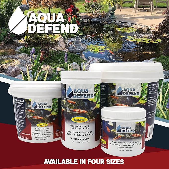 EasyPro AQD2 Aqua Defend All Natural Pond Water Treatment / 2 lb Jar Additive to Bind phosphates, Buffer pH and Help Settling of Particles
