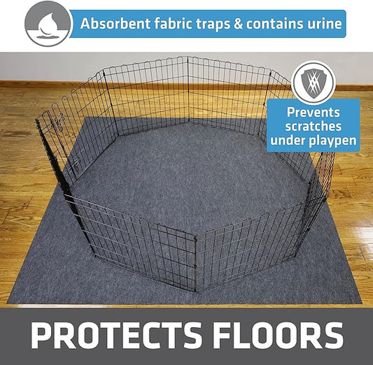 Drymate 2-Pack Jumbo Dog Playpen Mat (60x74), Absorbent, Waterproof, Slip-Resistant, Machine Washable, Reusable Puppy Pad for Training, Whelping, Housebreaking, Incontinence, Crate, Kennel (USA Made)