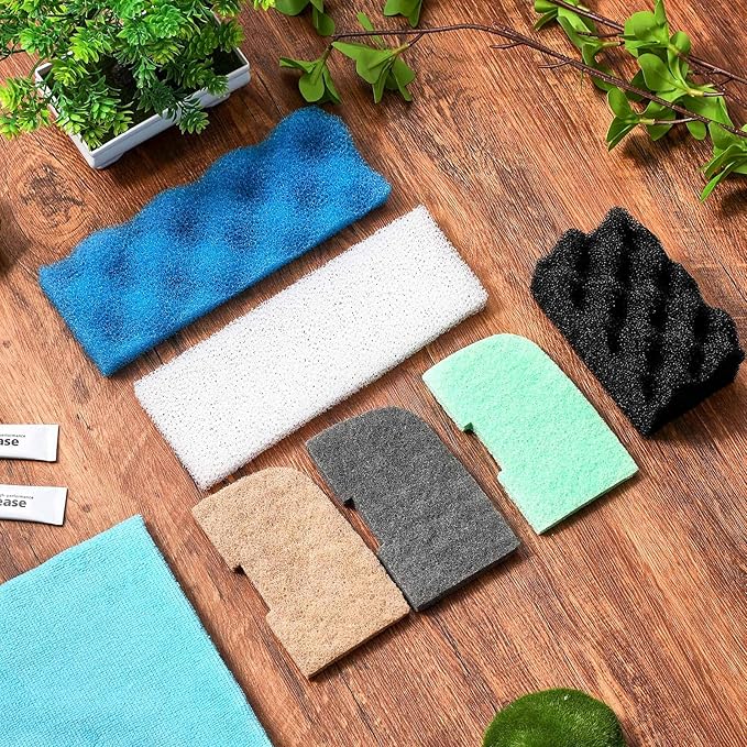 32 Pcs Filter Media Compatible with 306/307 Filters, Aquarium Replacement Maintenance Kit Including Biological Sponge, Ammonia/Phosphate/Nitrite Remover Pad, Aquarium Towel, Grease