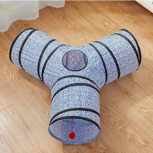 Tempcore 3 Way Collapsible Cat Toys - Indoor Cat Tunnels with Peek Hole & Ball, Perfect for Kittens & Puppies
