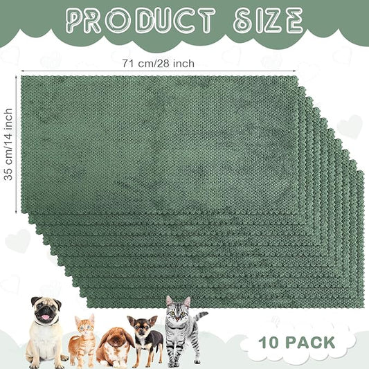 10 Pcs Guinea Pig Cage Liners Washable Rat Bedding for Guinea Pigs Controlling Absorbent Waterproof Pee Pads Blanket for Rabbits Hamster Small Animals Chinchilla(14 x 28 Inch,Dark Green)