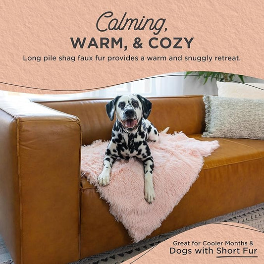 Best Friends by Sheri Calming Shag Dog Blanket – Ultra Soft Faux Fur Pet Throw, Anxiety-Relief, Lightweight Warm Bed Cover for Dogs and Cats, Machine Washable, Cotton Candy Pink, 30" x 40"