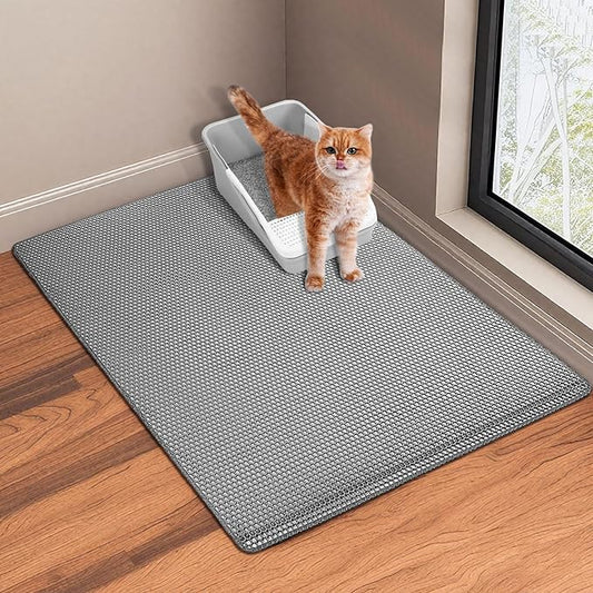 Cat Litter Mat,32"x22" Litter Box Mat,2 Layer Litter Trapping Mat for indoor cats,Litter Catcher Mats for kitty Pet,Cat Rug. Non-Slip Waterproof Urine Proof, Collapsable