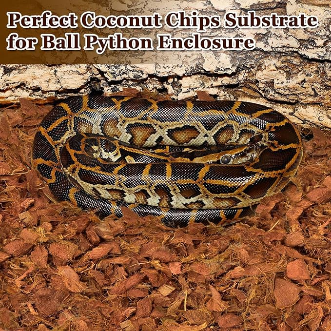 Halatool 10LB Coconut Chips Substrate for Reptiles 72QT Natural Coco Husk Snake Bedding for Ball Python Coco Coir Chip Terrarium Substrate for Tortoise Frog Gecko Hermit Crab Hamster