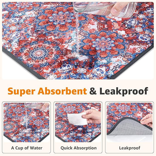 LOOBANI Washable Pee Pads for Dogs, 2 Pack Super Absorbent Reusable Puppy Pads Leakproof Dog Traning Pads, Waterproof Non-Slip Whelping Pad for Floor, Playpen, Crate, Couch-36 x36 (Red Flower)