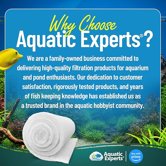 Aquatic Experts Aquarium Filter Floss for Fish Tank Filters - FilterFirst Aquarium Filter Pad - Media Roll for Crystal Clear Water, 3/4" - 1" Thick (18 Inch Wide, 12 Feet Long)
