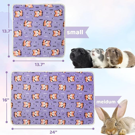 Guinea Pig Blankets 6 Pack, Soft Fleece Small Animal Blanket Cage Liners for Rabbit Hamster Chinchilla Hedgehog Guinea Pig, Cute Washable Pet Mat Bedding Accessories