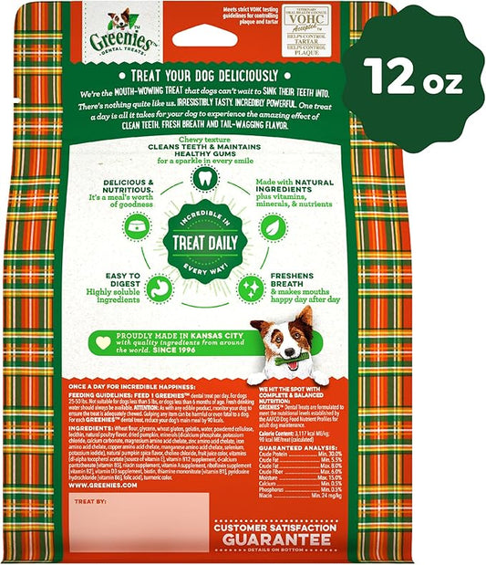 Greenies Regular Dental Dog Treats, Pumpkin Spice, Limited Edition, 12 oz. Pack (12 Treats)