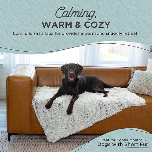 Best Friends by Sheri Calming Shag Dog Blanket – Ultra Soft Faux Fur Pet Throw, Anxiety-Relief, Lightweight Warm Bed Cover for Dogs and Cats, Machine Washable, Frost Gray, 40" x 50"