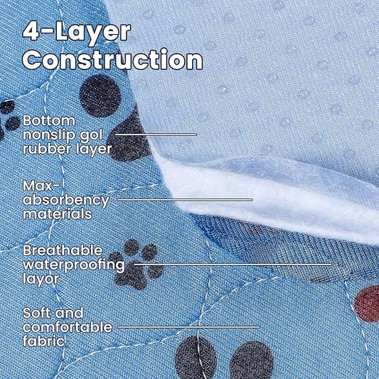 Washable Pee Pads for Dogs,6 Pack Large 18"x24" Super Absorbent Reusable Puppy Pads,Non-Slip 100% Waterproof Dog Pee Pads,Pet Training Pads for Couch, Crate,Potty Training,Floor