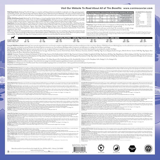 Canine Caviar - Wild Ocean: Herring & Teff Alkaline Dry Dog Food, Limited Ingredients, Gluten-Free, Based on Science & Research, Veterinary Alternative Diet (11 Pound Bag)